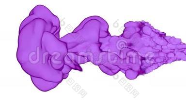 摘要背景紫墨水在水下或烟雾与阿尔法面具的运动效果和合成VFX